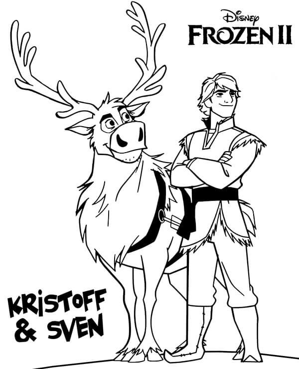 Dibujo de Kristoff y Sven Congelado 2 para Colorear y Imprimir