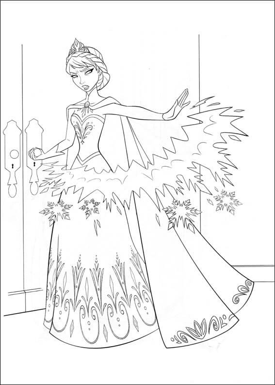 Dibujo de Elsa Enojada para Colorear y Imprimir