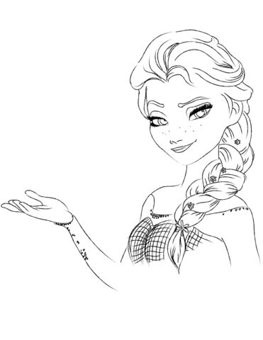 Dibujo de Hermosa Elsa para Colorear y Imprimir