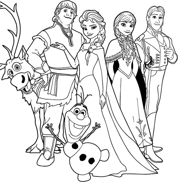 Dibujo de Personajes de Frozen para Colorear y Imprimir