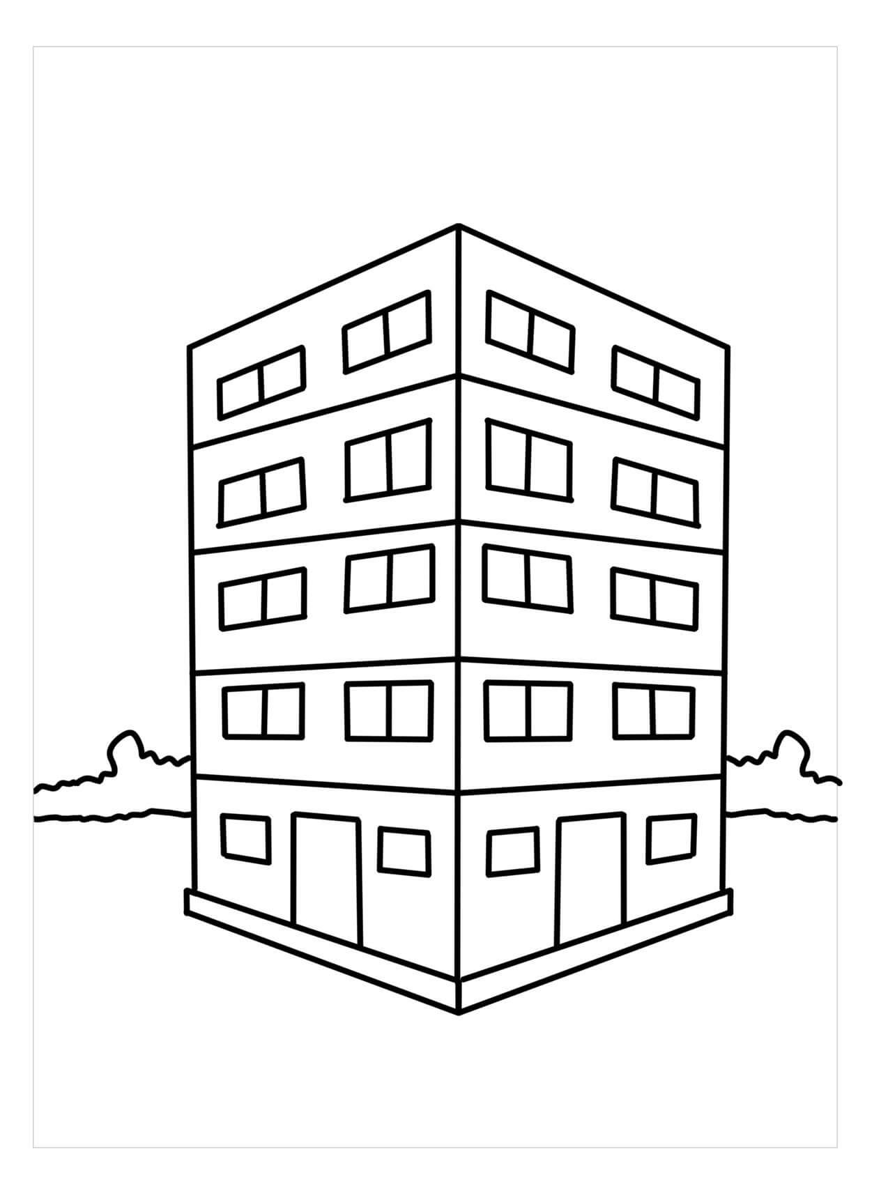Dibujo de Bonito Edificio para Colorear y Imprimir