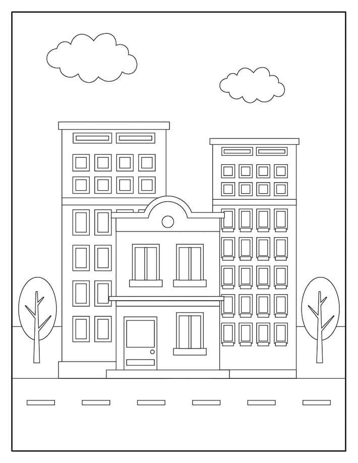 Dibujo de Edificio Basíco para Colorear y Imprimir