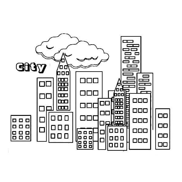 Dibujo de Edificio de La Ciudad para Colorear y Imprimir