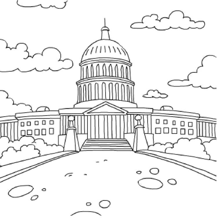 Dibujo de Edificio Del Capitolio de Los Estados Unidos para Colorear y Imprimir