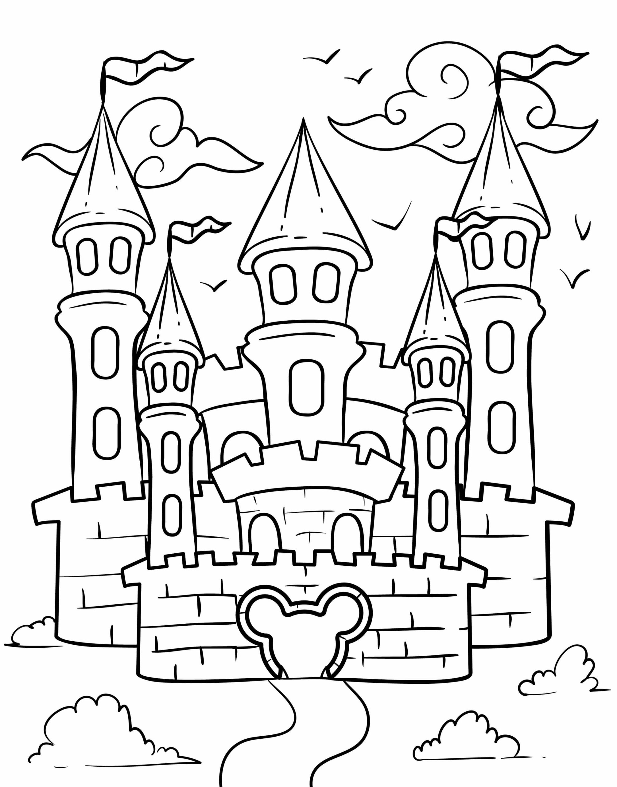 Dibujo de Edificio Del Castillo de Disney Scaled para Colorear y Imprimir