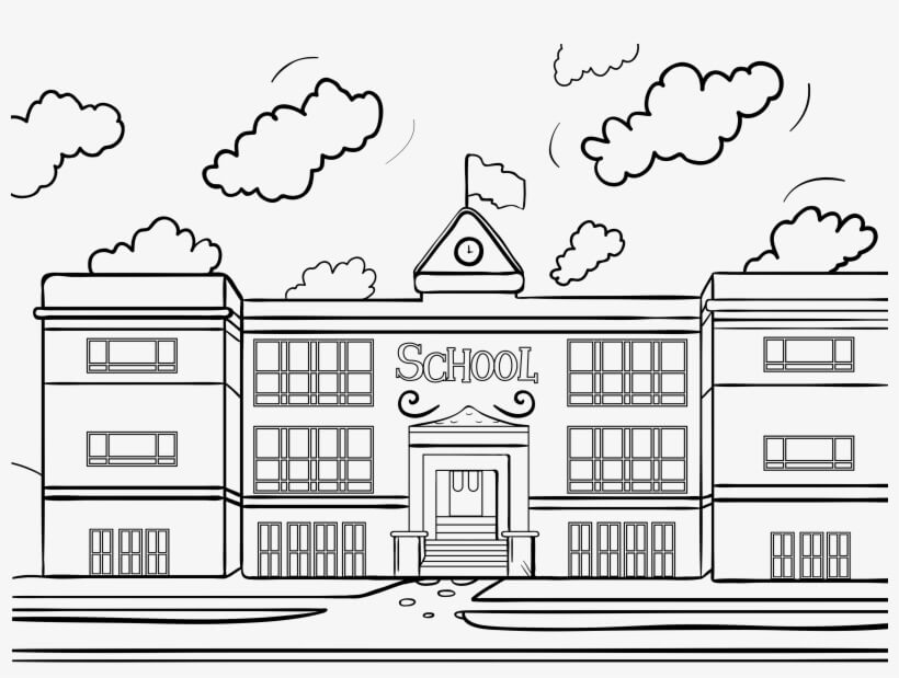 Dibujo de Edificio Escolar para Colorear y Imprimir