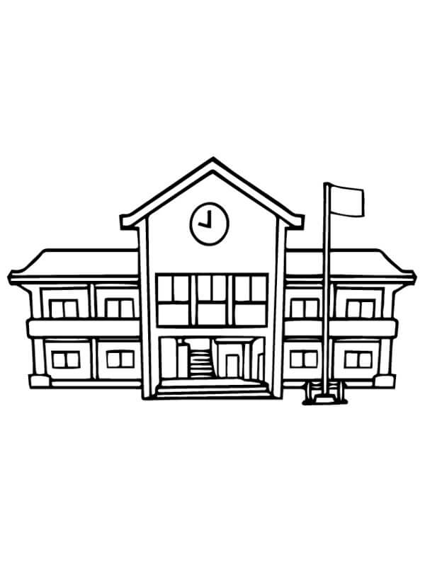 Dibujo de Edificio Escuela Normal para Colorear y Imprimir