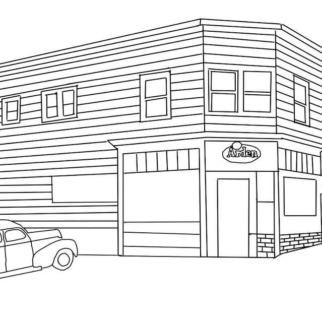 Dibujo de Edificio Imprimible para Colorear y Imprimir