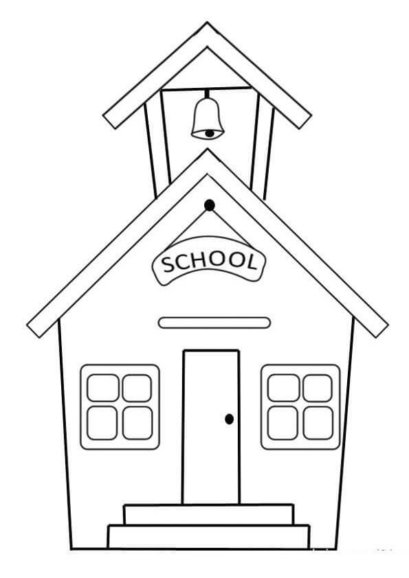 Dibujo de Fácil Construcción de Escuelas para Colorear y Imprimir