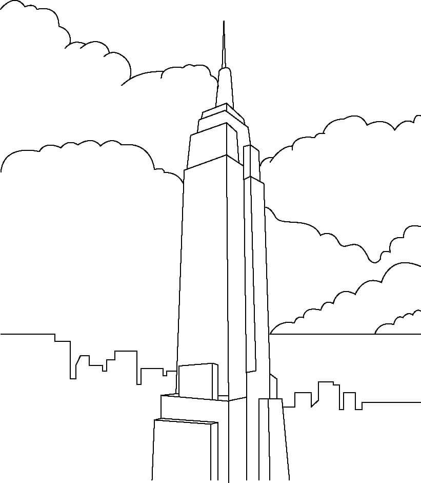 Dibujo de Fácil Edificio Empire State para Colorear y Imprimir