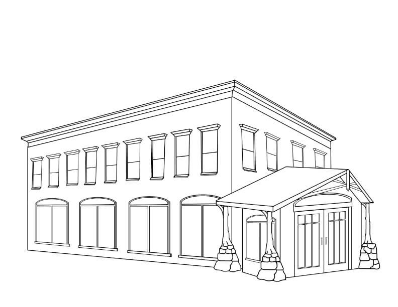 Dibujo de Gran Edificio para Colorear y Imprimir
