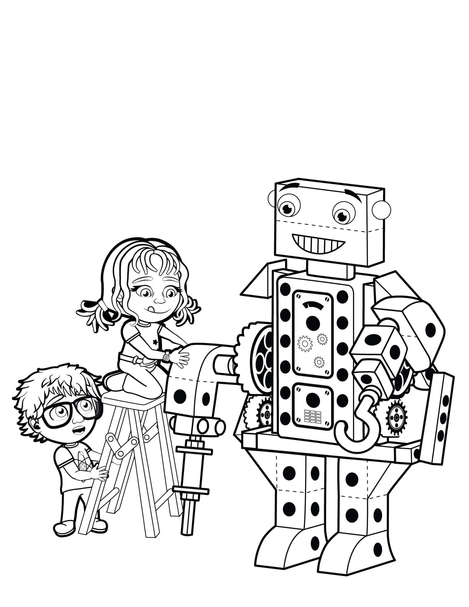 Dibujo de Primera Construcción de Robots para Niños para Colorear y Imprimir