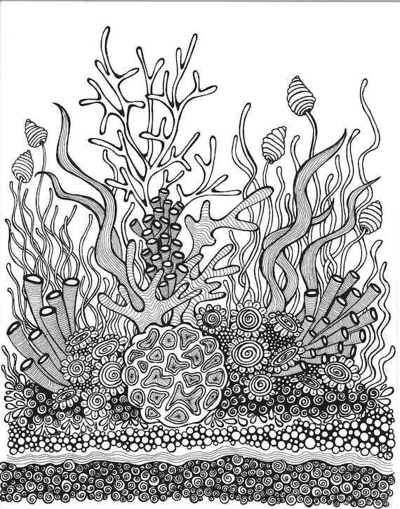 Dibujo de Jardín de Coral Adulto para Colorear y Imprimir