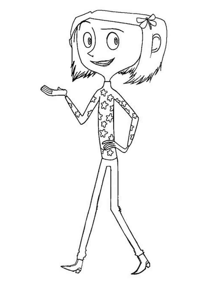 Dibujo de Coraline Caminando para Colorear y Imprimir