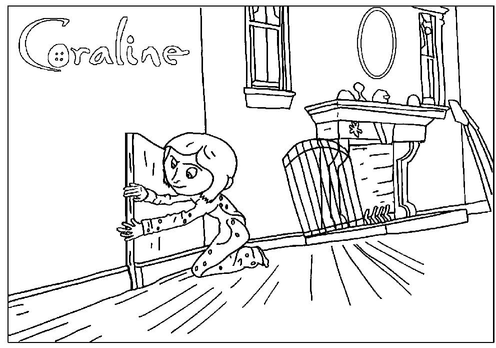 Dibujo de Coraline Puerta Abierta para Colorear y Imprimir