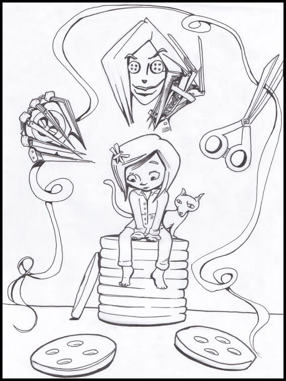 Dibujo de Imagen de Coraline para Colorear y Imprimir