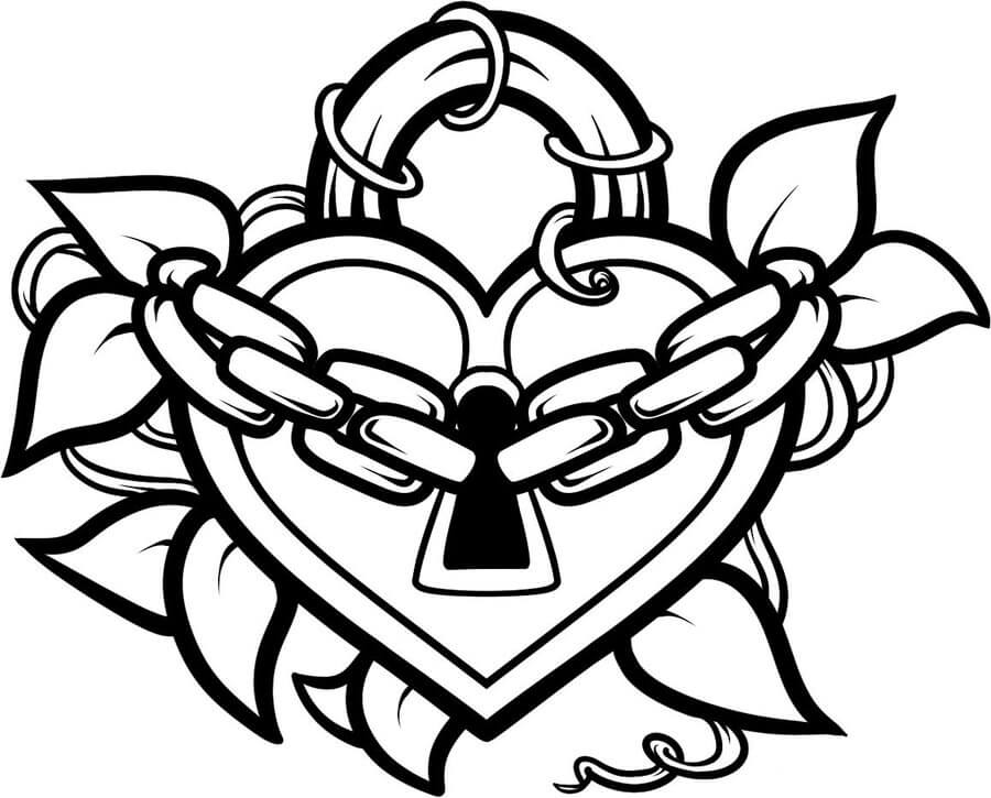 Dibujo de Candado de Corazón para Colorear y Imprimir