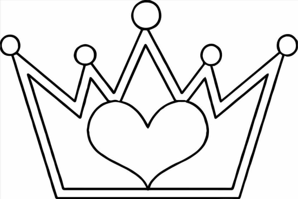 Dibujo de Corazón En Corona para Colorear y Imprimir