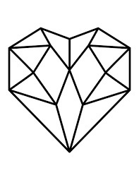 Dibujo de Corazón Geométrico para Colorear y Imprimir