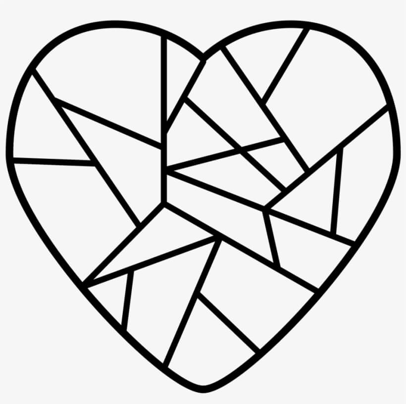 Dibujo de Corazón Roto para Colorear y Imprimir