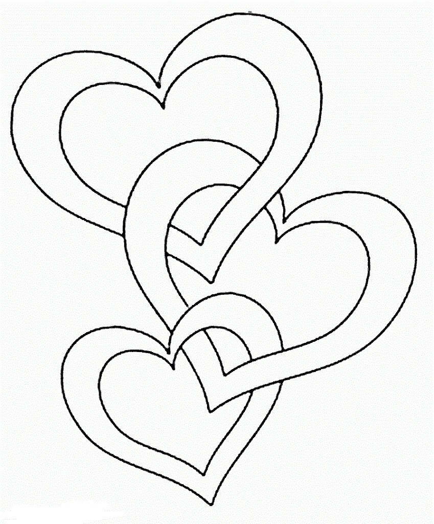 Dibujo de Triple Corazón 1 para Colorear y Imprimir