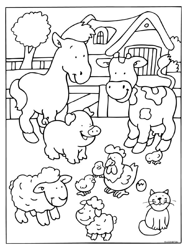 Dibujo de Animales En El Corral para Colorear y Imprimir