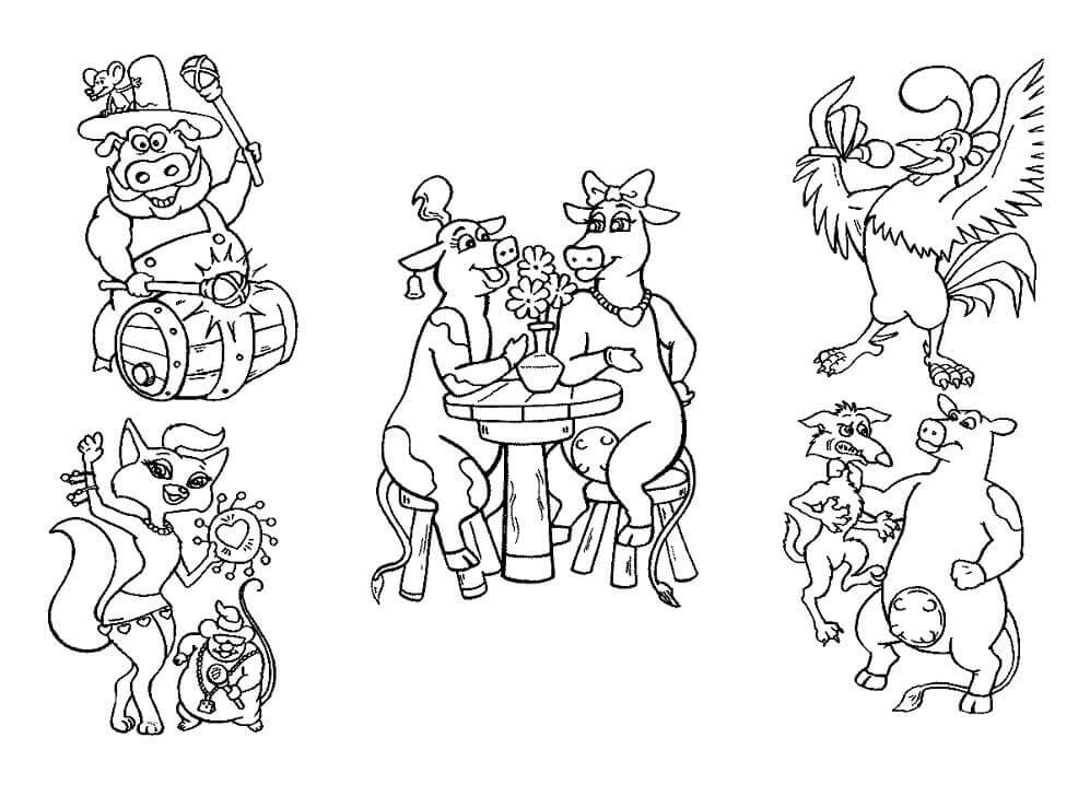 Dibujo de Corral de Dibujos Animados para Colorear y Imprimir