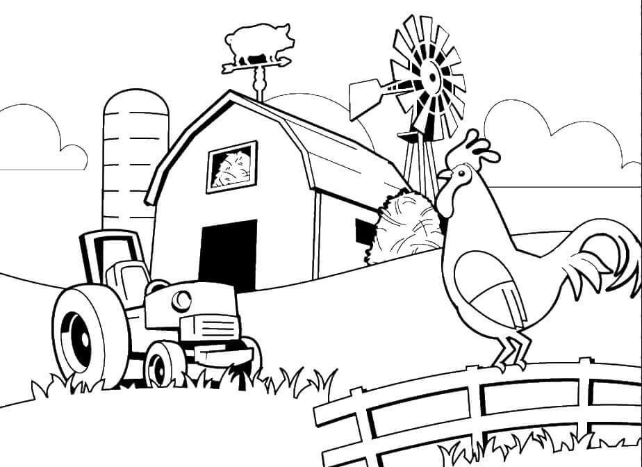 Dibujo de Corral de Pollo para Colorear y Imprimir