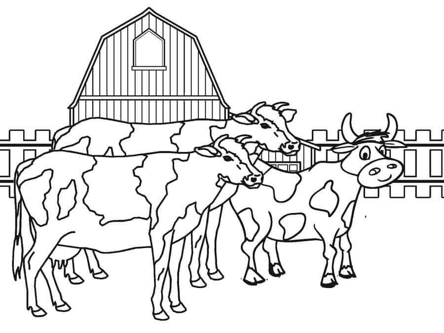 Dibujo de Corral de Vacas para Colorear y Imprimir