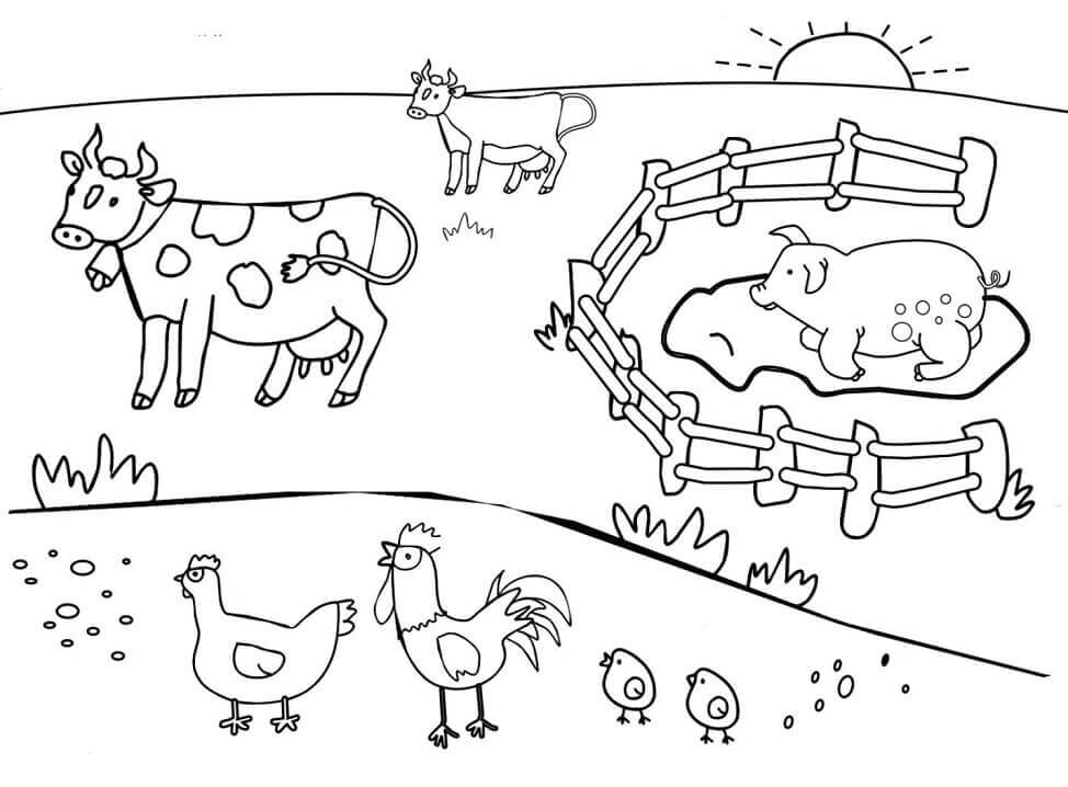Dibujo de Corral Simple para Colorear y Imprimir