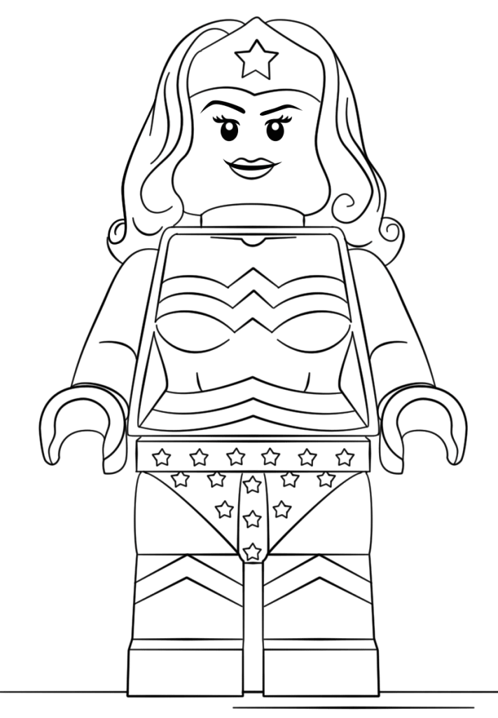 Dibujo de Lego Corriente Continua Mujer Maravilla para Colorear y Imprimir