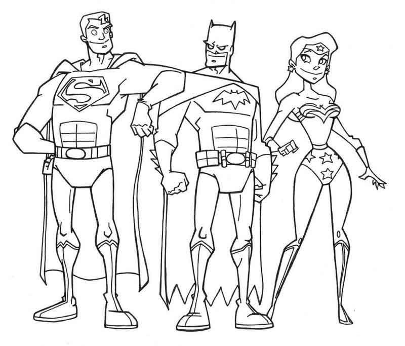 Dibujo de Liga de La Justicia Los Tres para Colorear y Imprimir