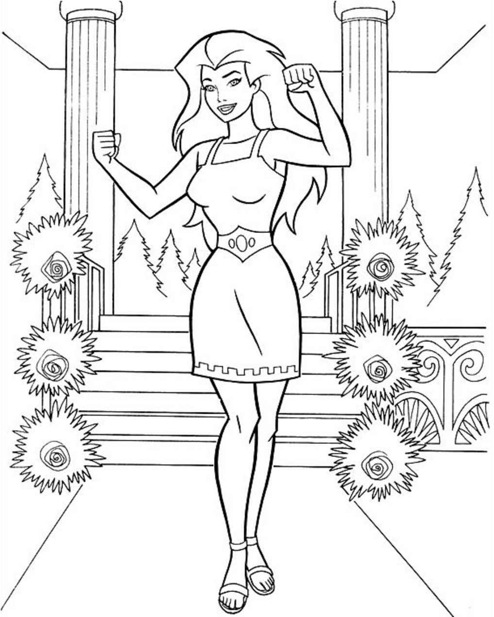 Dibujo de Mujer Maravilla ¡Feliz para Colorear y Imprimir