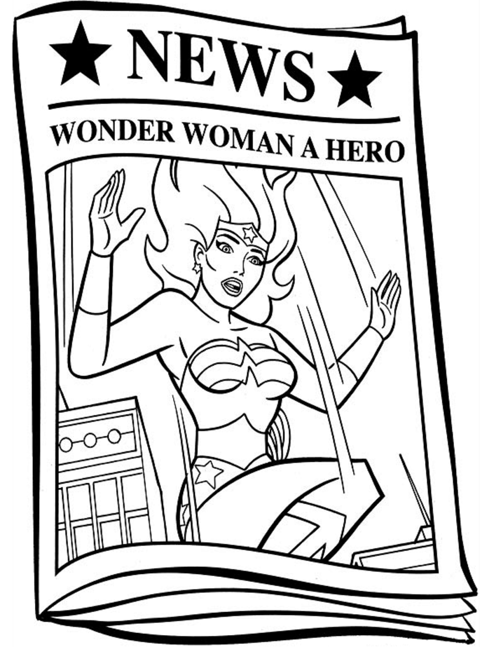 Dibujo de Noticias sobre Mujer Maravilla para Colorear y Imprimir