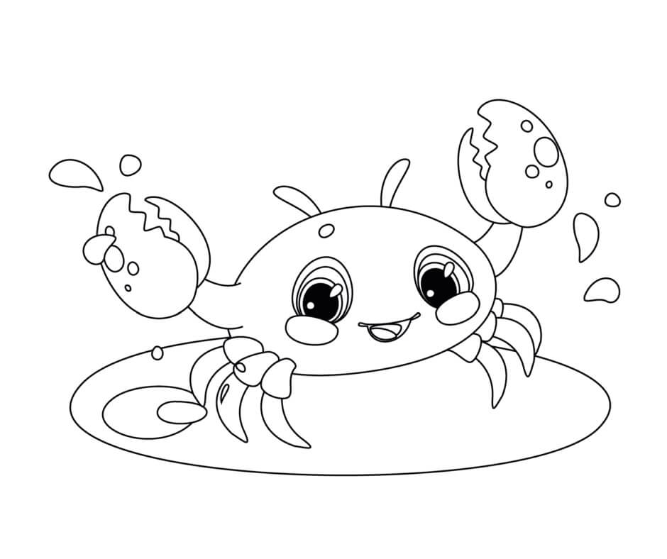 Dibujo de Cangrejo Bonito para Colorear y Imprimir