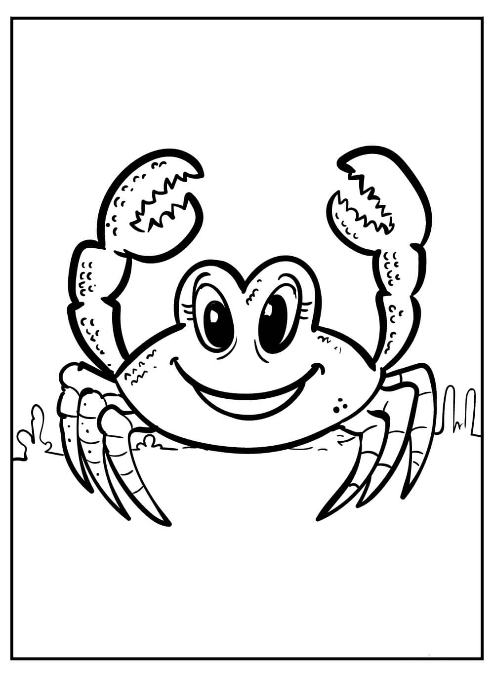 Dibujo de Cangrejo de Dibujos Animados para Colorear y Imprimir