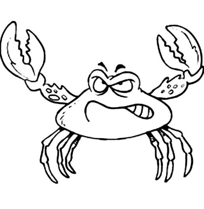 Dibujo de Cangrejo Enojado para Colorear y Imprimir