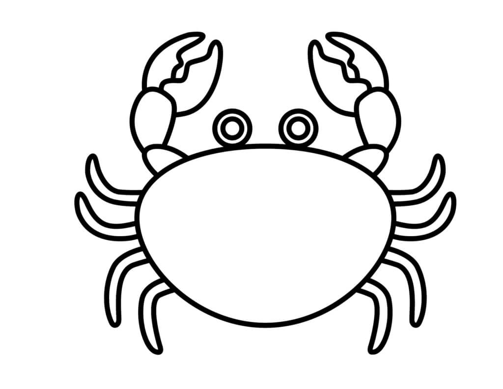 Dibujo de Cangrejo Fácil para Colorear y Imprimir