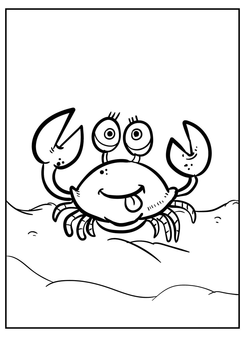 Dibujo de Cangrejo Gracioso para Colorear y Imprimir