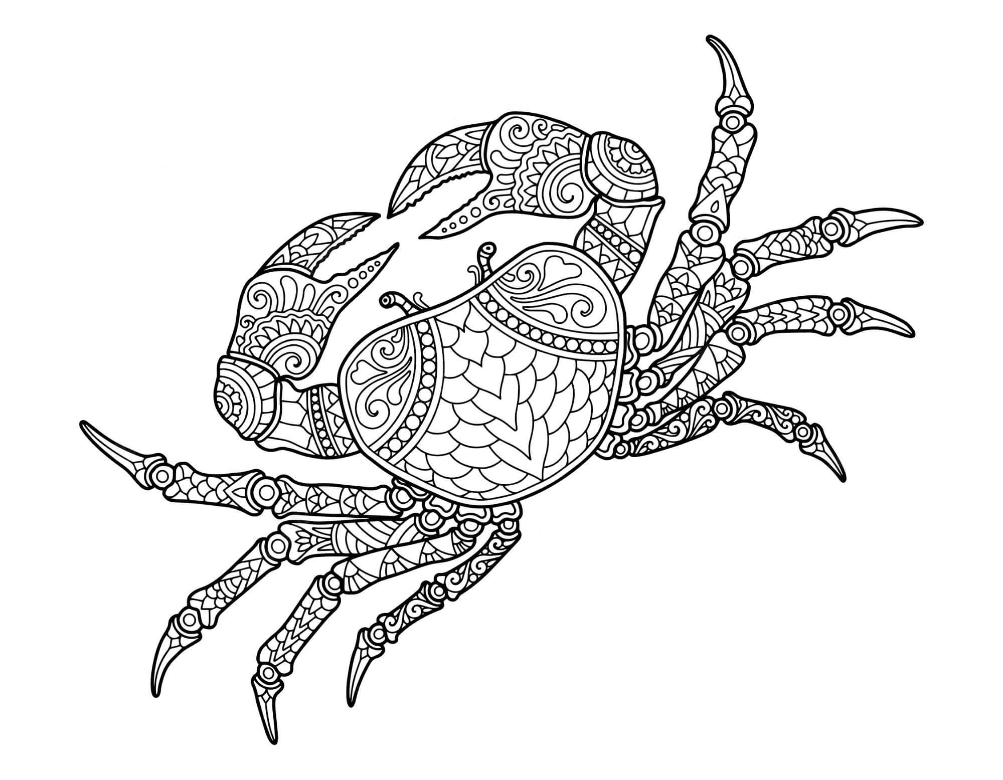Dibujo de Cangrejo Mándala para Colorear y Imprimir