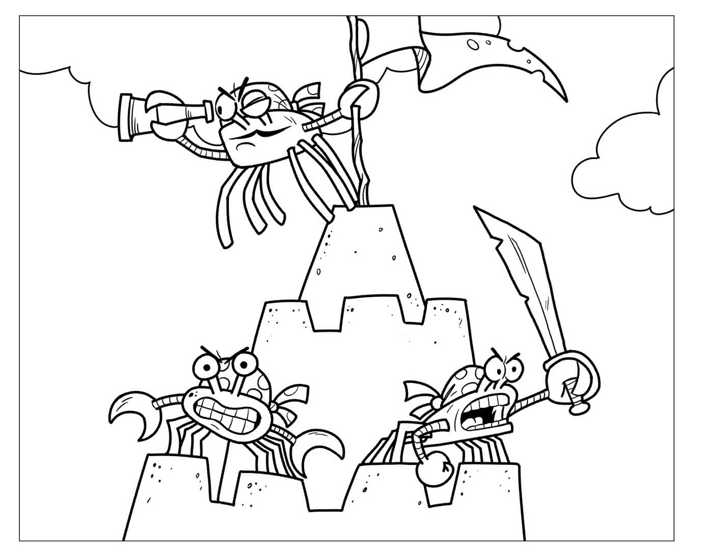 Dibujo de Cangrejos Piratas para Colorear y Imprimir