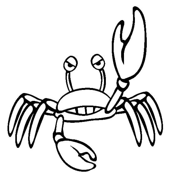 Dibujo de Dibujo Gracioso Cangrejo para Colorear y Imprimir