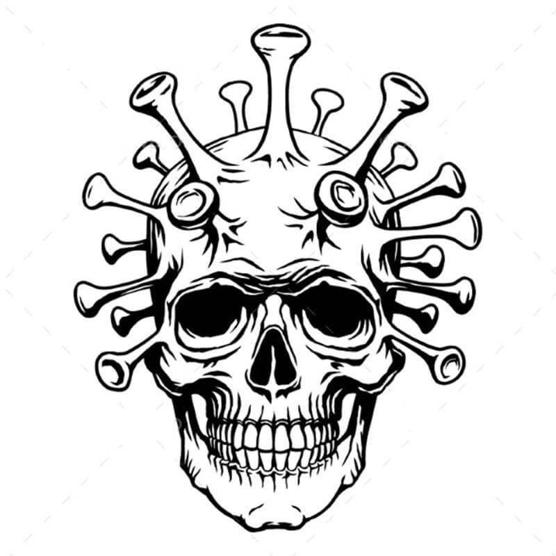Dibujo de Calavera de Coronavirus para Colorear y Imprimir