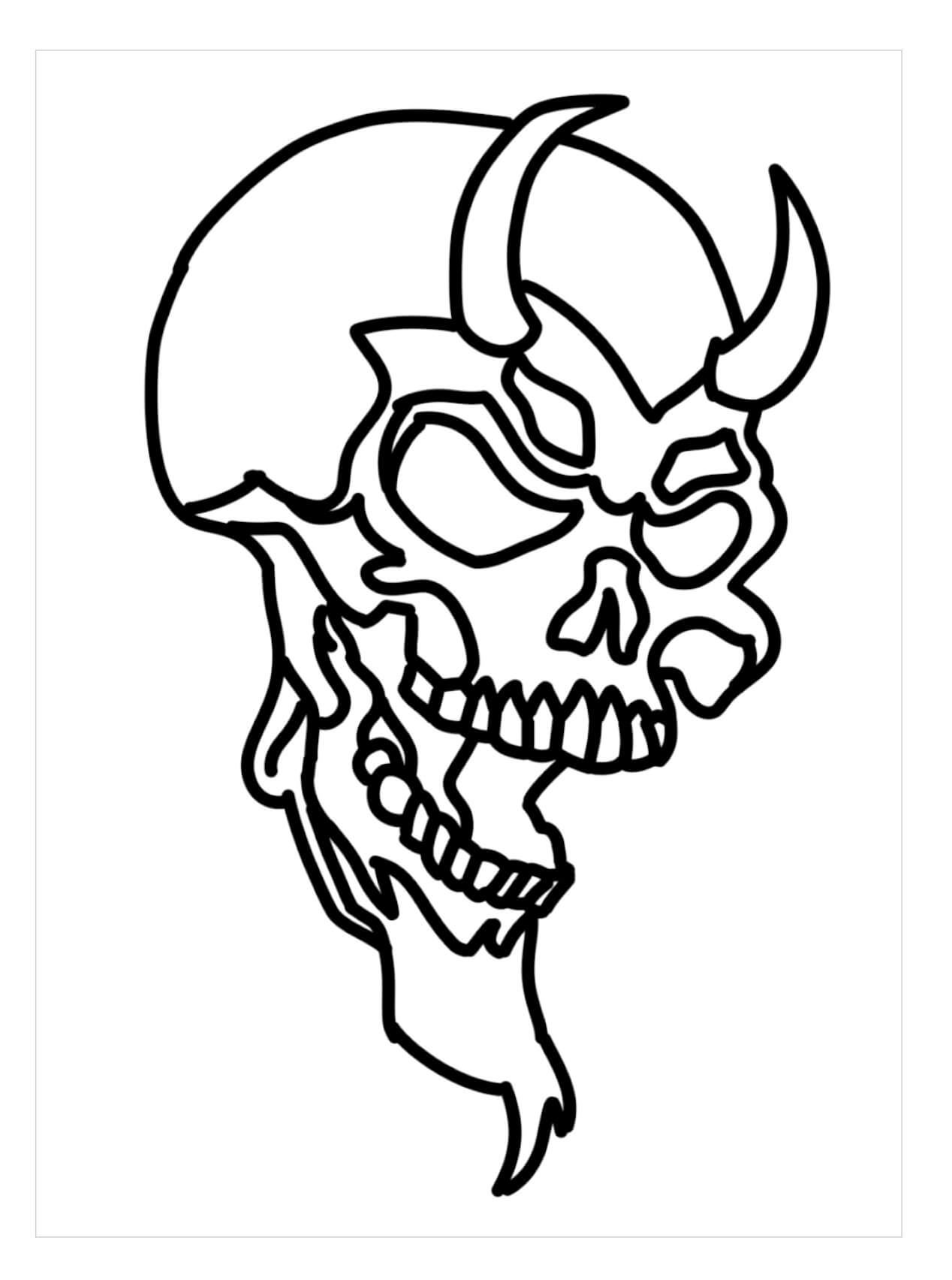 Dibujo de Calavera Malvada para Colorear y Imprimir