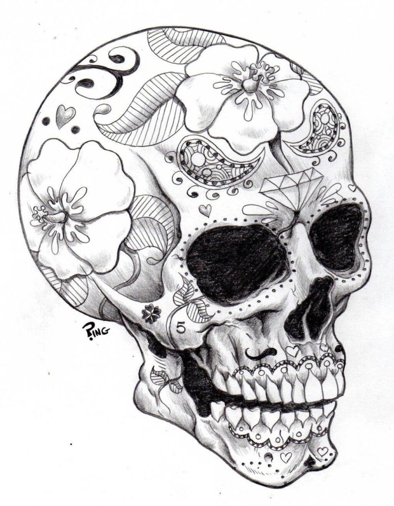 Dibujo de Calaveras de Azúcar para Colorear y Imprimir
