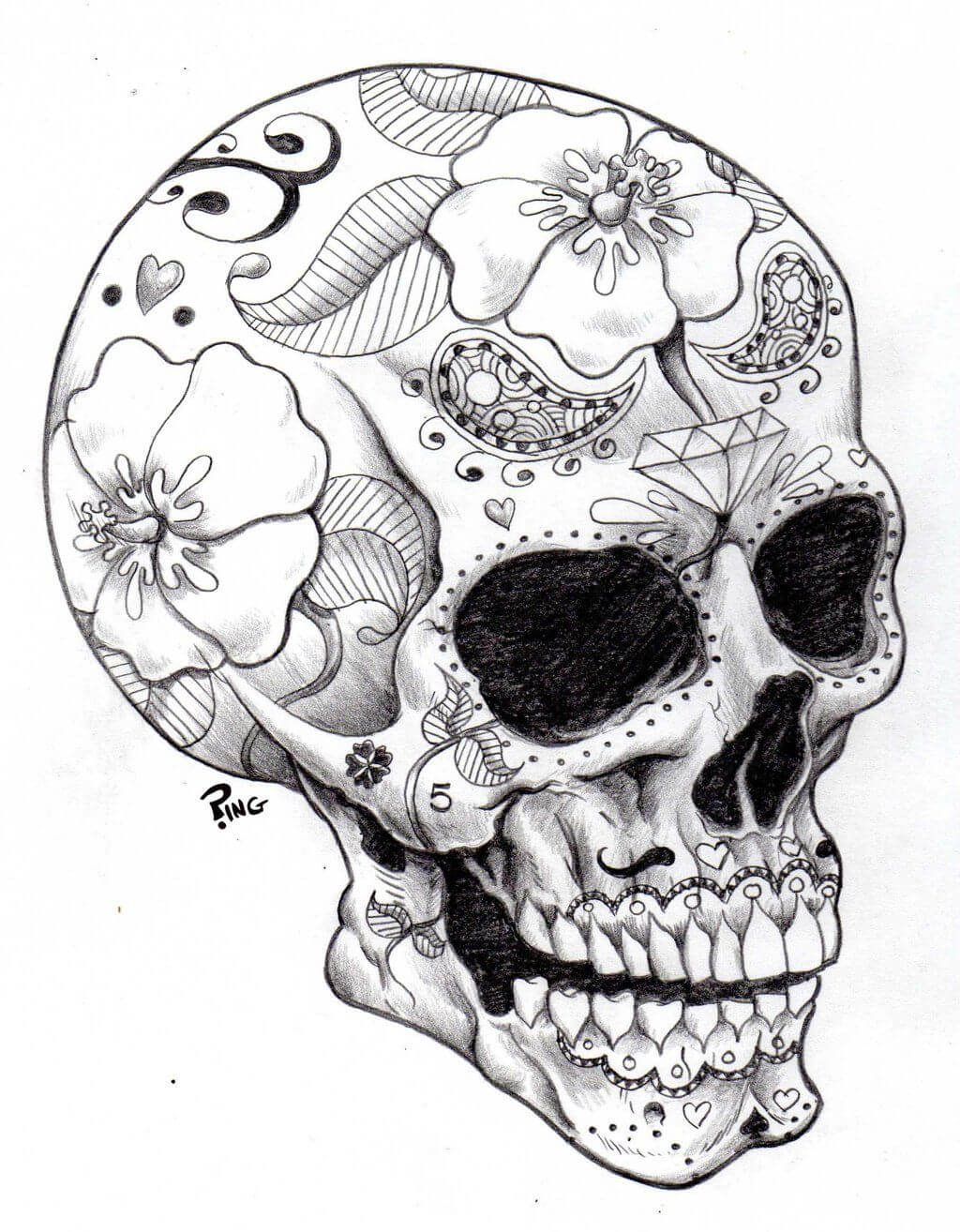 Dibujo de Calaveras de Azúcar para Colorear y Imprimir