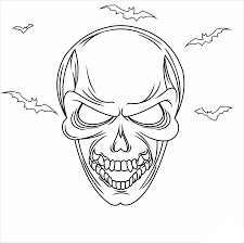 Dibujo de Calaveras y Murciélagos Malvados para Colorear y Imprimir
