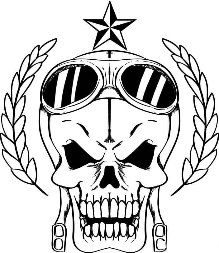 Dibujo de Cráneo Piloto para Colorear y Imprimir