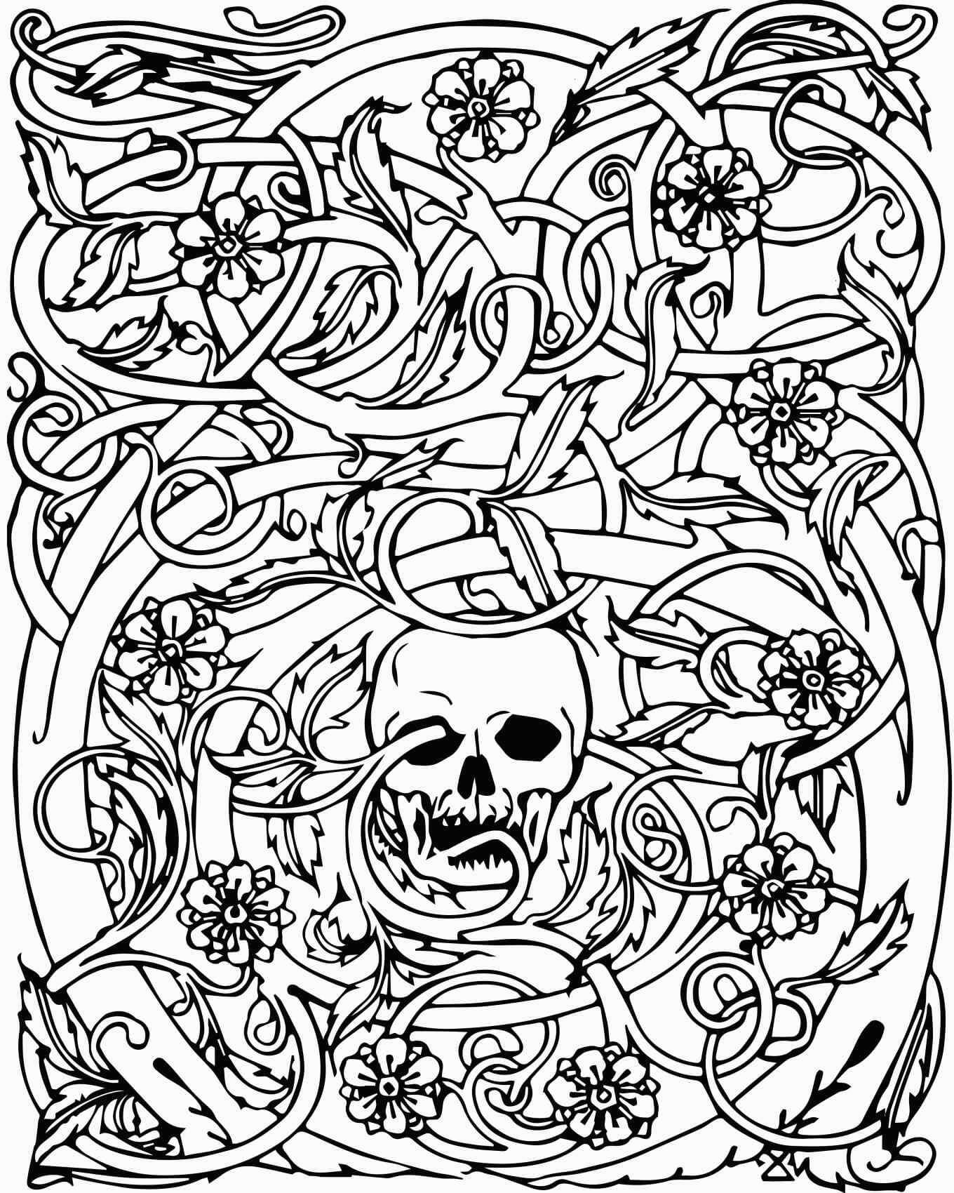 Dibujo de Cráneos Adultos para Colorear y Imprimir