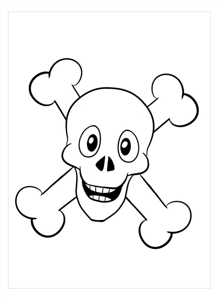 Dibujo de Diversión Del Cráneo de Dibujos Animados para Colorear y Imprimir